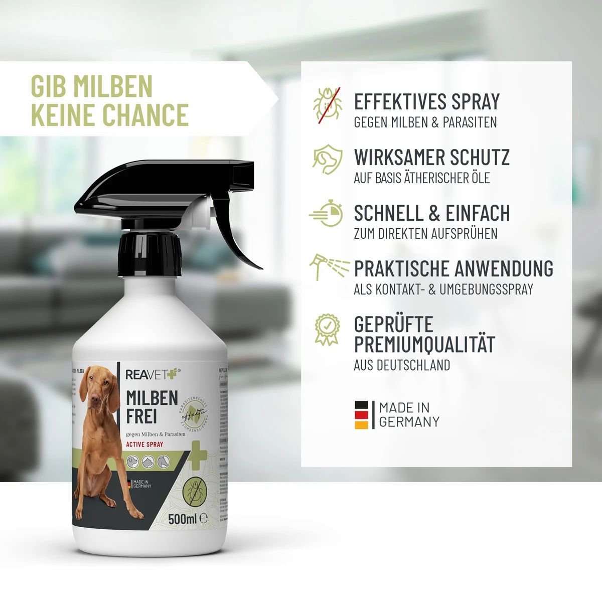 Milben Frei Spray für Haustiere - ReaVET 500 ml