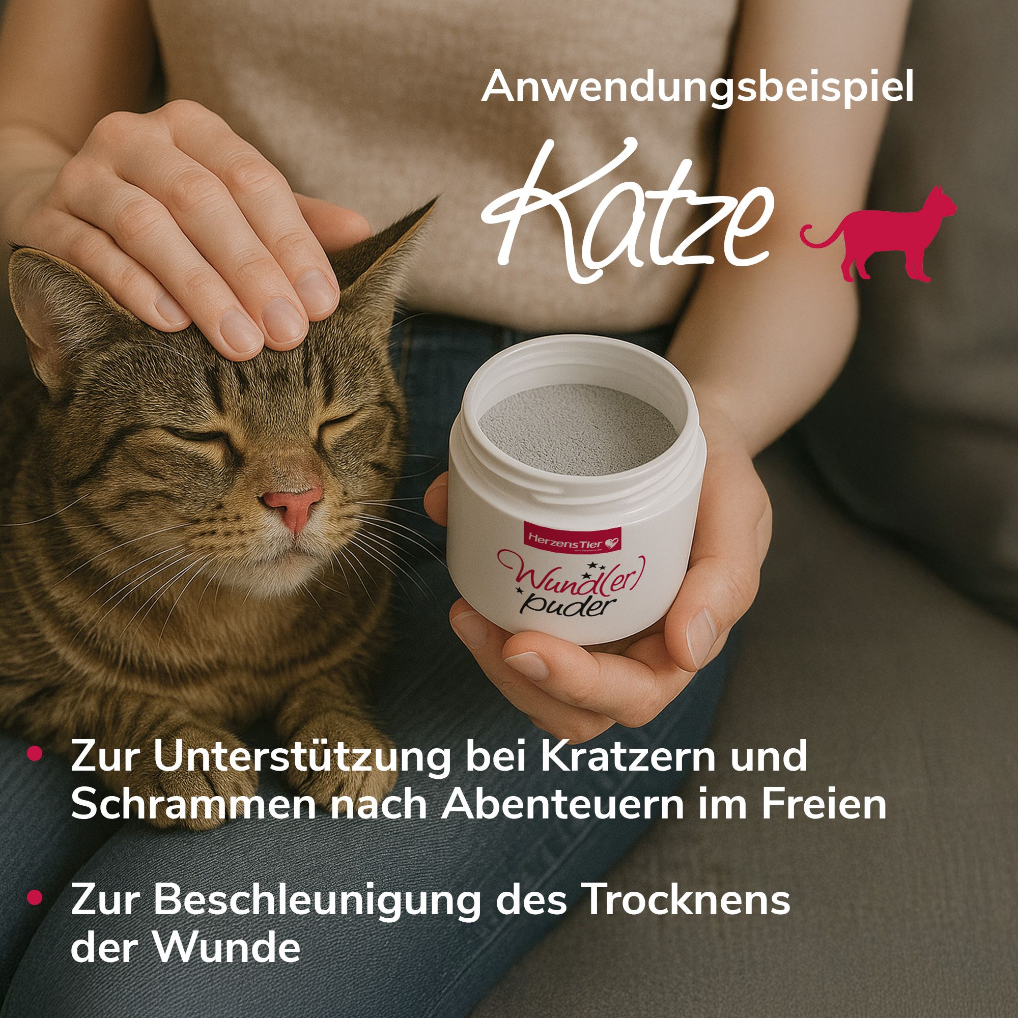 HerzensTier Wund(er)puder für Hund, Katze & Pferd