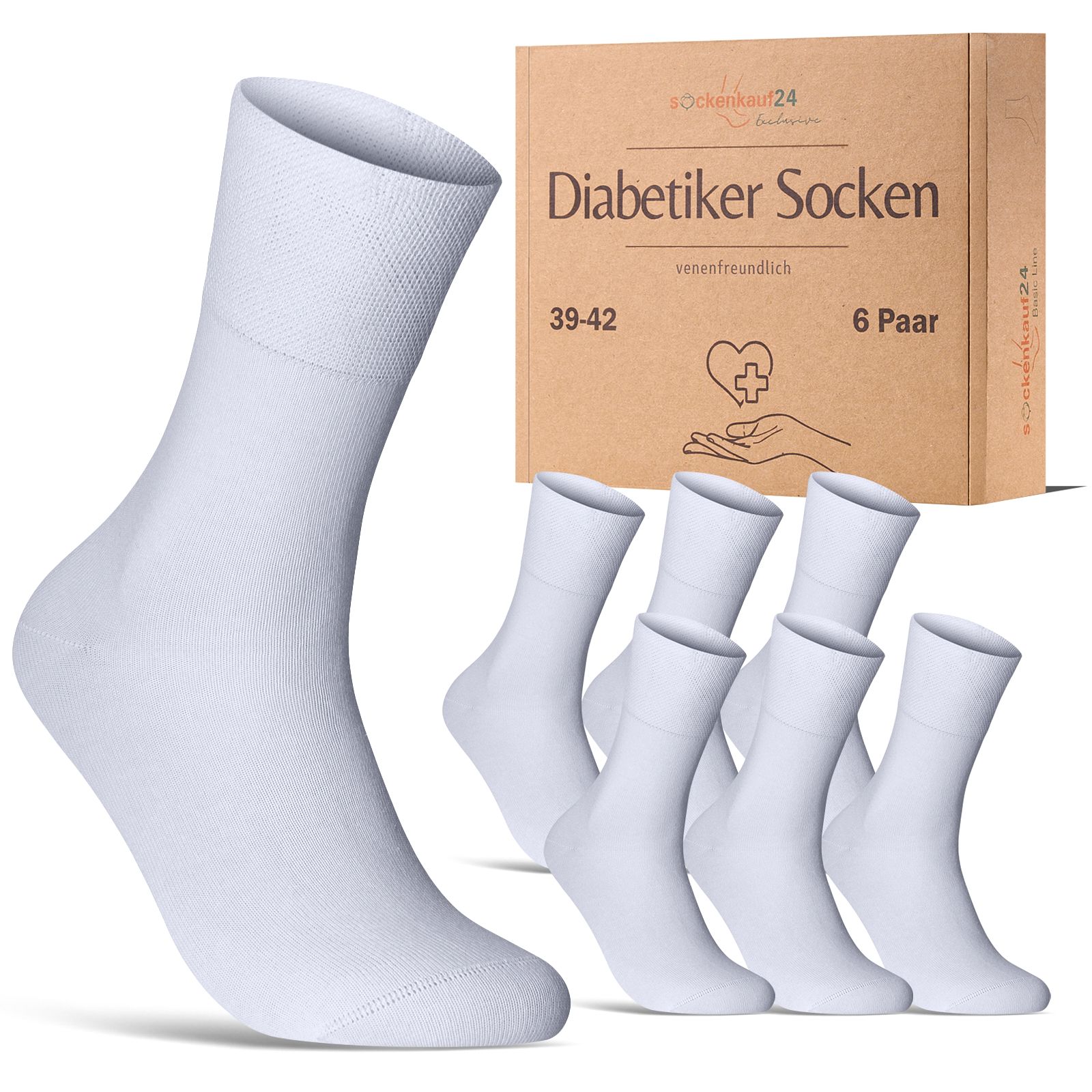 Diabetiker Socken mit Komfortbund und ohne Naht aus 97% Baumwolle für Damen und Herren