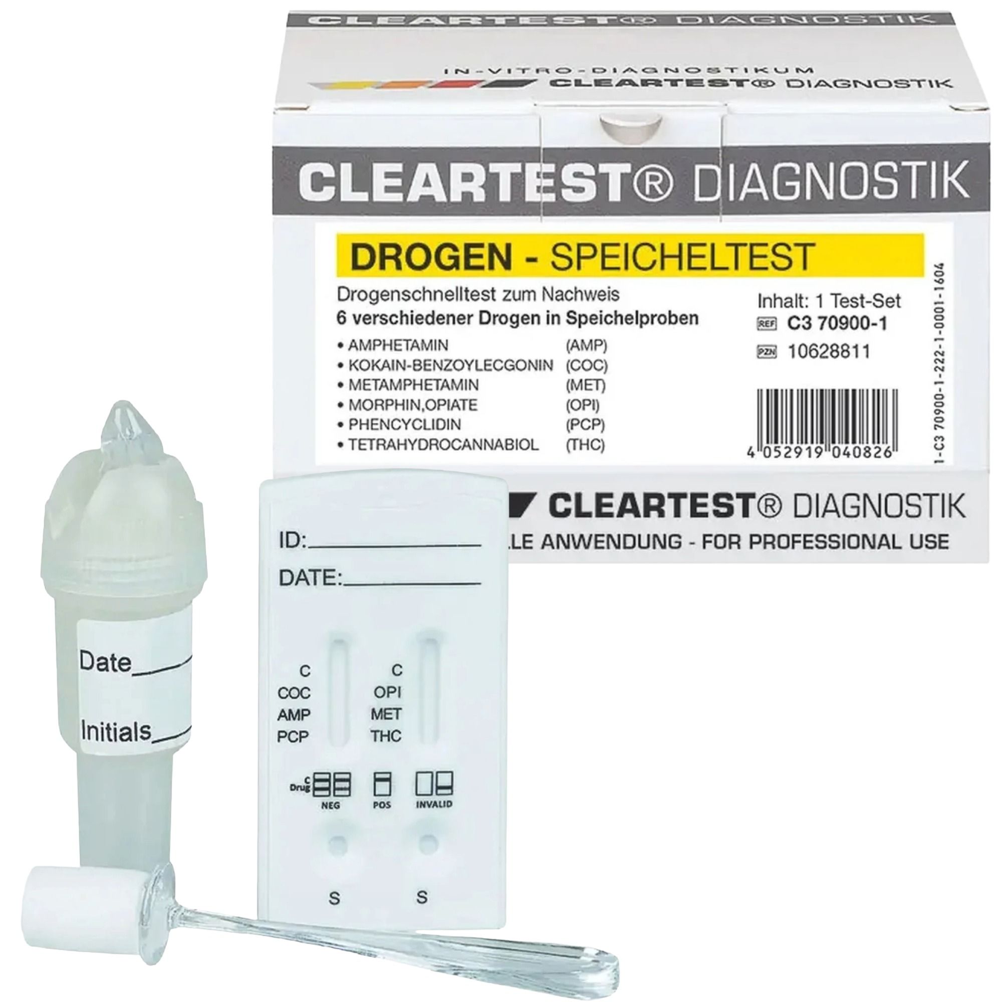 ClearTest Drogentest Speichel Schnelltest 6-fach – Drogenschnelltest für Speichelprobe 1 St Teststempel