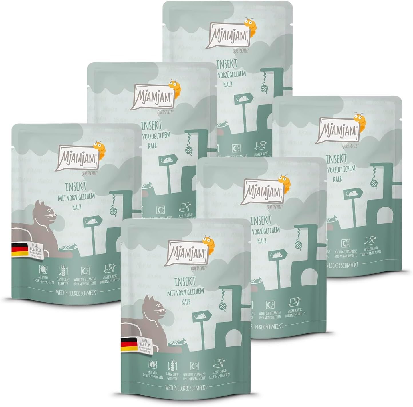MjAMjAM - Quetschie Insekt mit vorzüglichem Kalb 6x300 g Futter