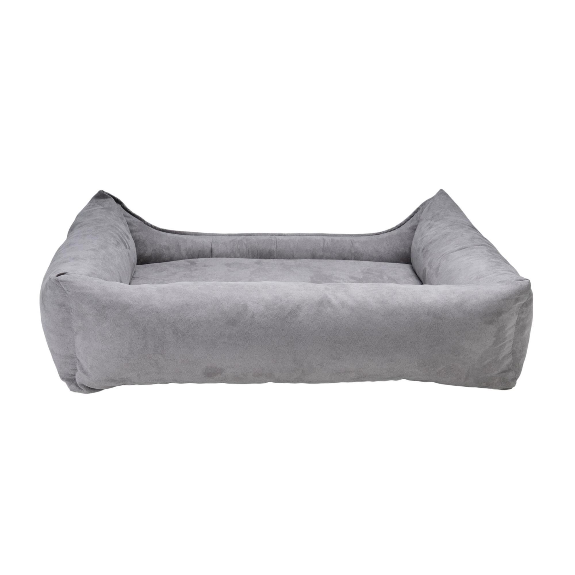 orthopädisches Hundebett "Louis", Velours Optik/Wildleder Imitat, Grau, Farbe 70 x 55