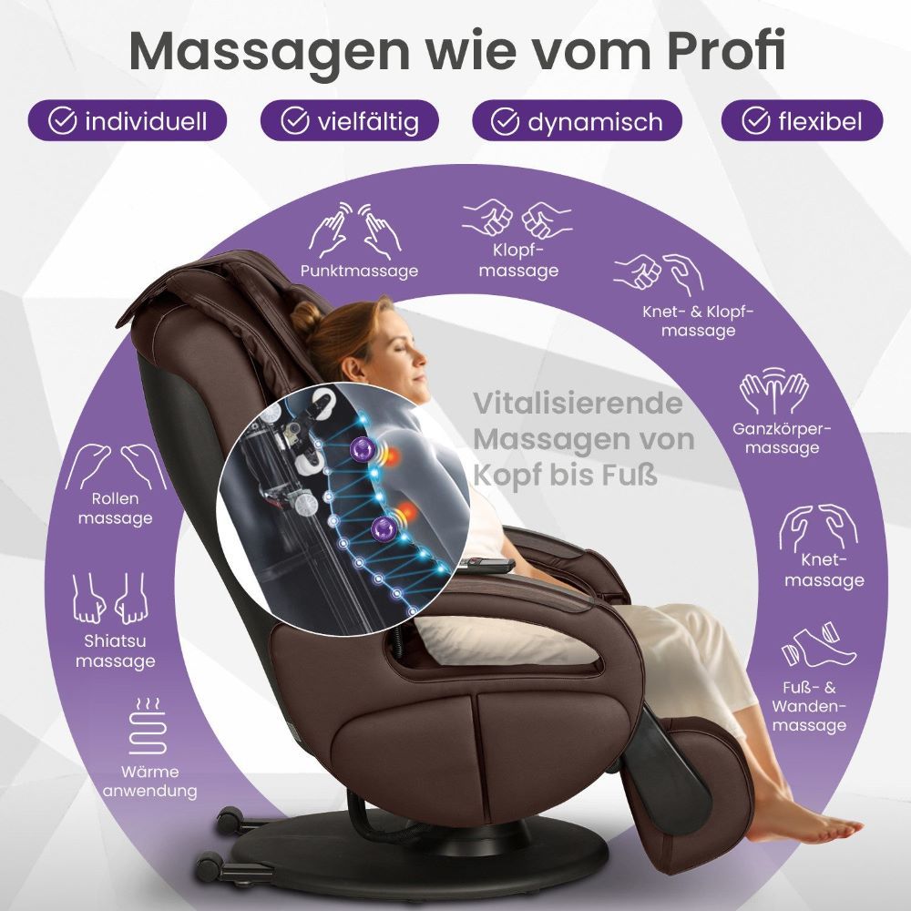 aktivshop Massagesessel mit vielen Extras wie Wärmefunktion, Fuß- und Beinmassage & Körperscan