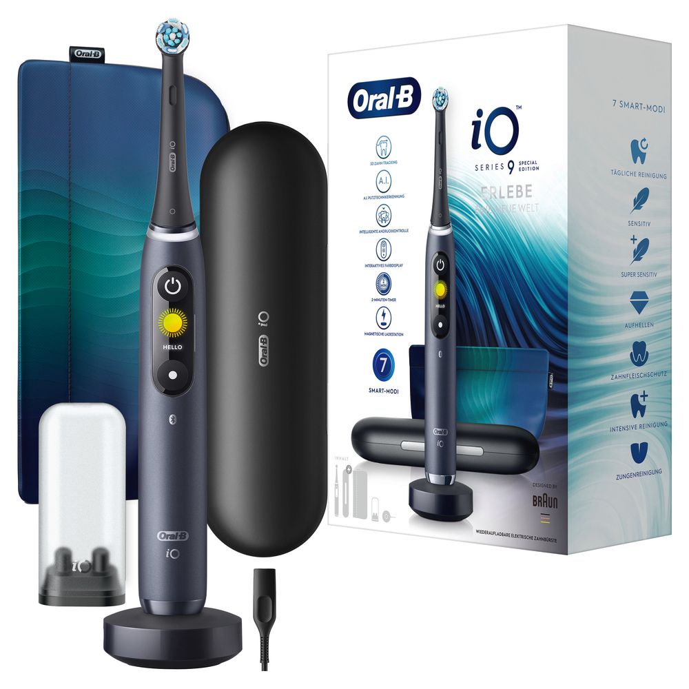 Oral-B - Elektrische Zahnbürste "iO Series 9 + Design Tasche - Black Onyx" in Schwarz