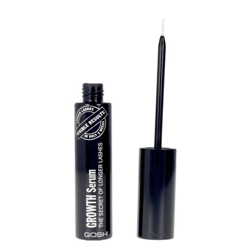 Gosh Growth Serum Flasche mit Applikator. Schwarze Flasche mit weißem Text.