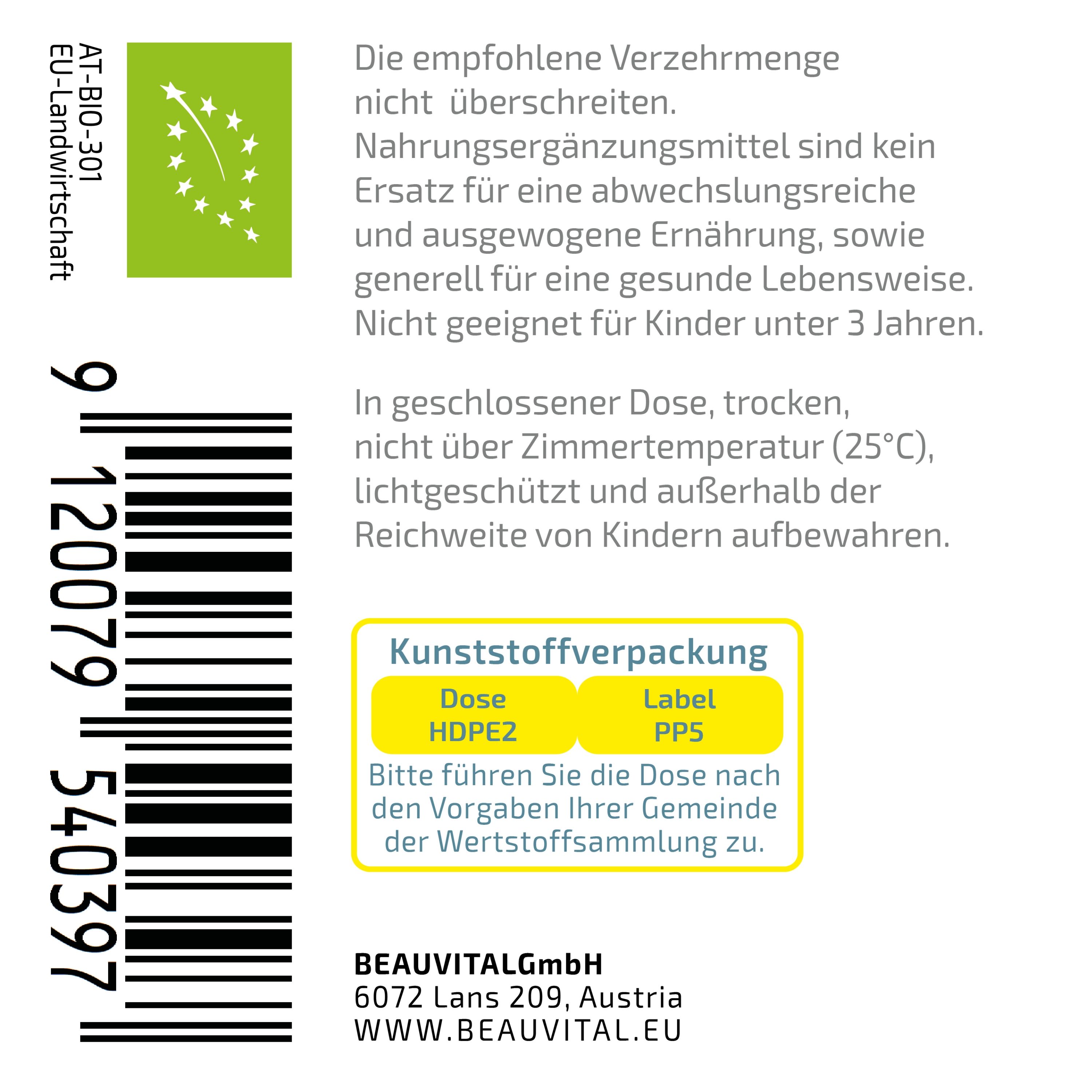 BEAUVITAL® Powerimmune Bio Vitalpilzmischung Kapseln, Cordyceps Reishi Shiitake Hericium Agaricus