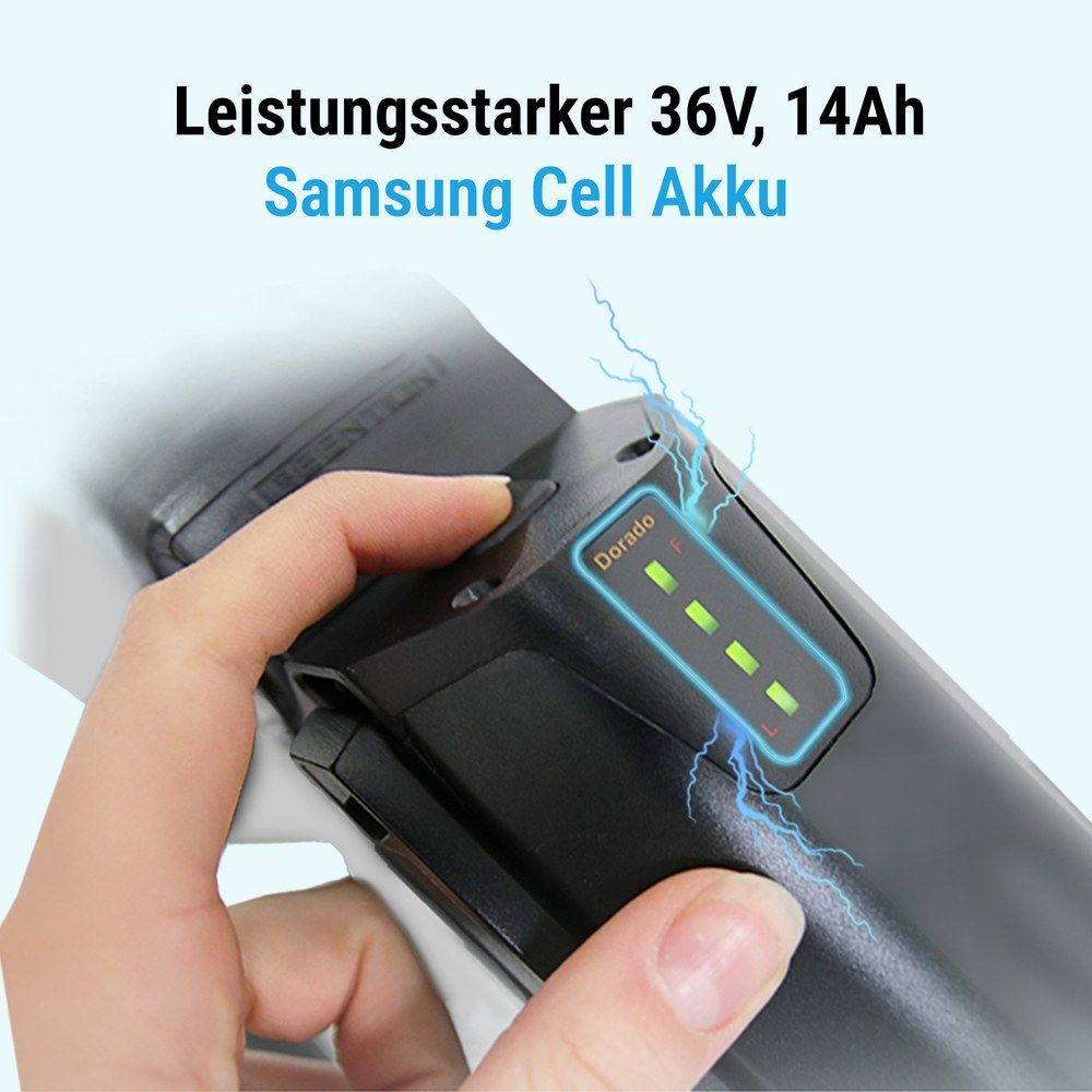 Akku eines E-Bikes mit 36V, 14Ah Samsung Cell und Ladeanzeige.