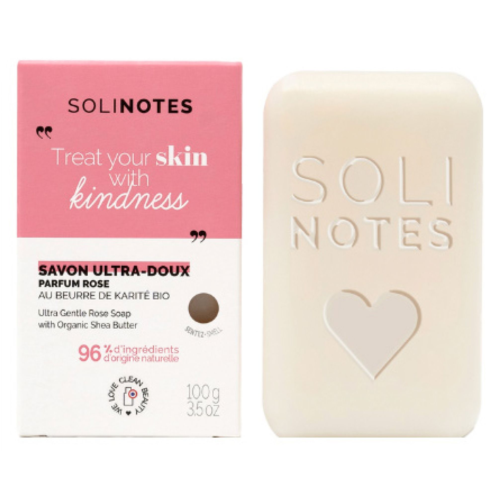 Solinotes Rose Feste Seife Ultra-Sanft 5,5x2,8x9,2 cm