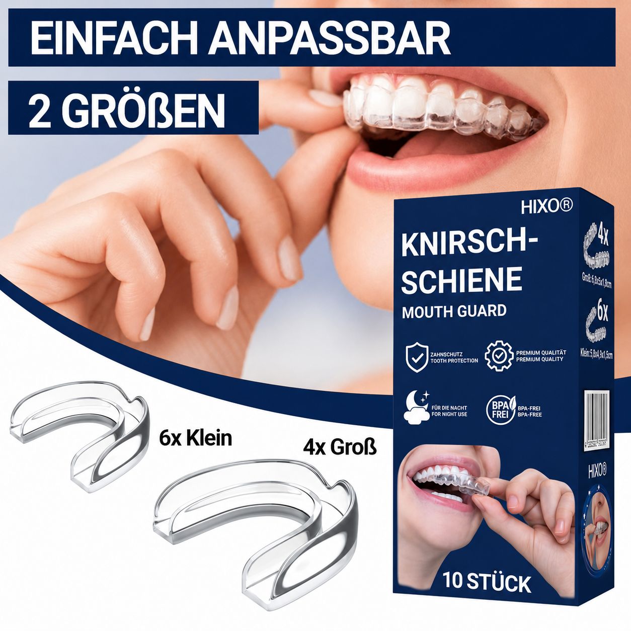 HIXO Knirscherschiene Aufbissschiene BPA-frei (Knirschschiene)