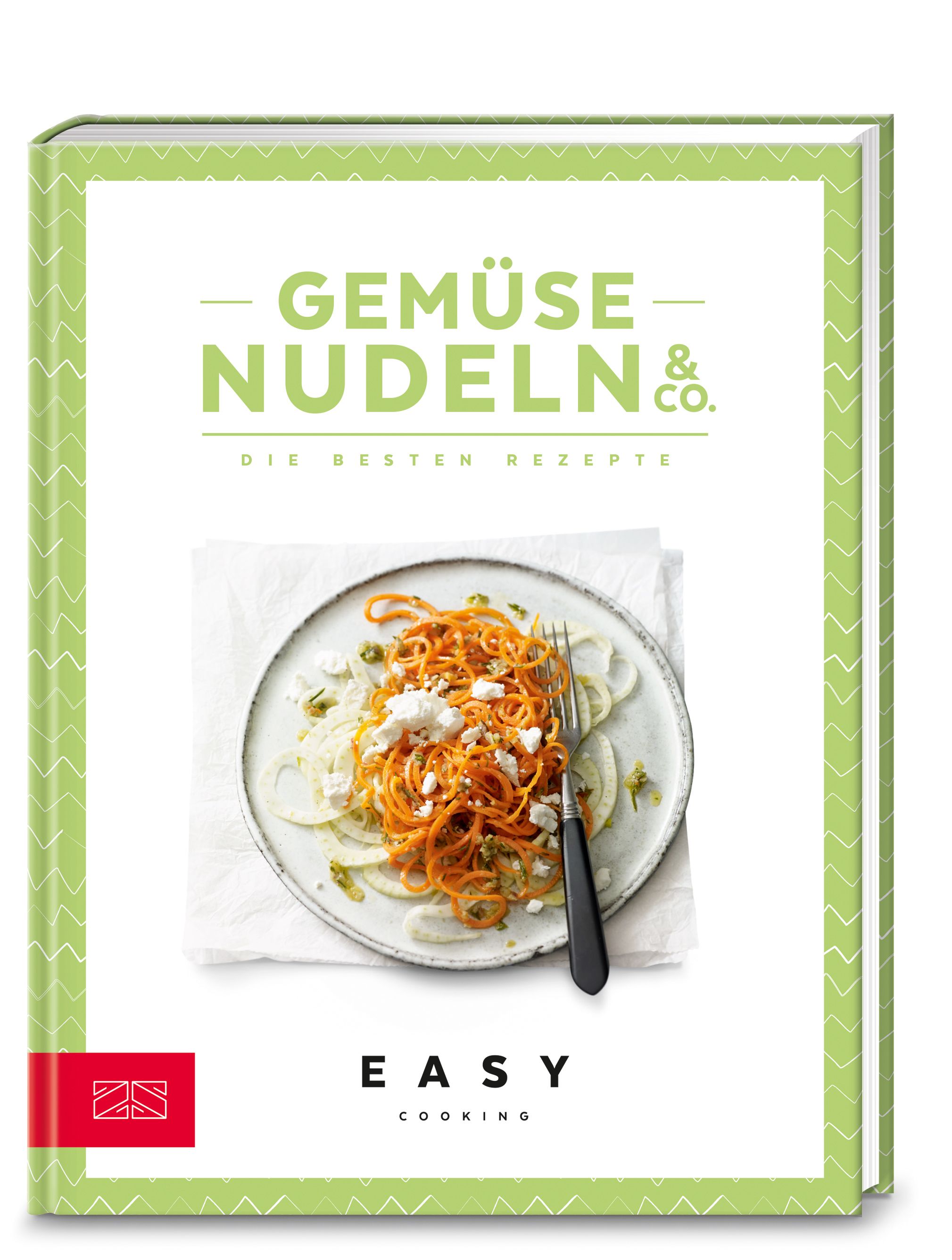 Buch mit dem Titel "Gemüsenudeln & Co.". Auf dem Cover ein Teller mit Nudeln und Gemüse. "Easy Cooking" steht unten.