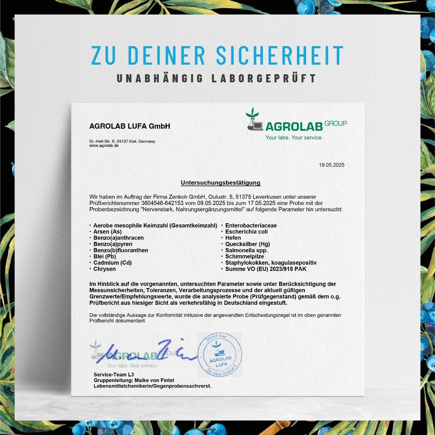 Vitamin B-Komplex (B1-B12) mit 3 Kofaktoren aktiv hochdosiert - Nervenstark -NATURTREU®