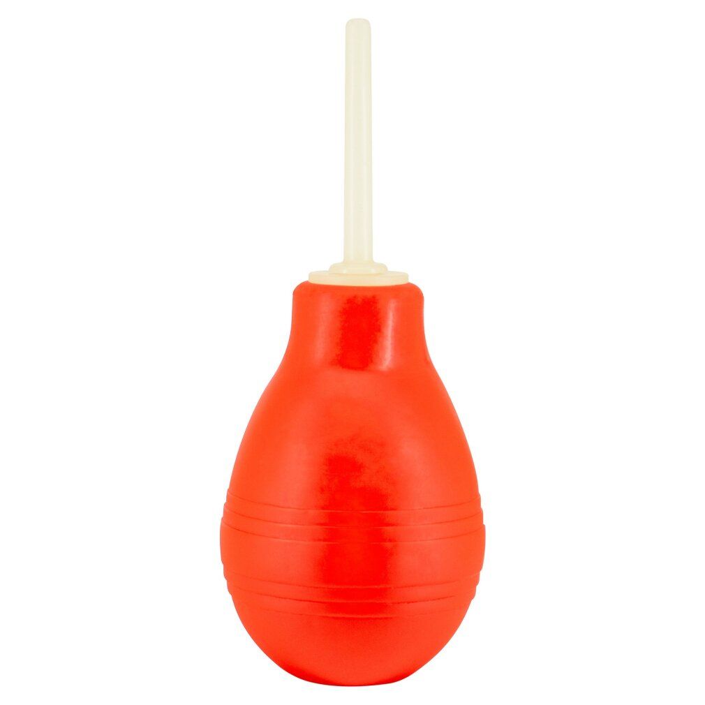 Rote Anal Douche mit weißem Applikator, isoliert.