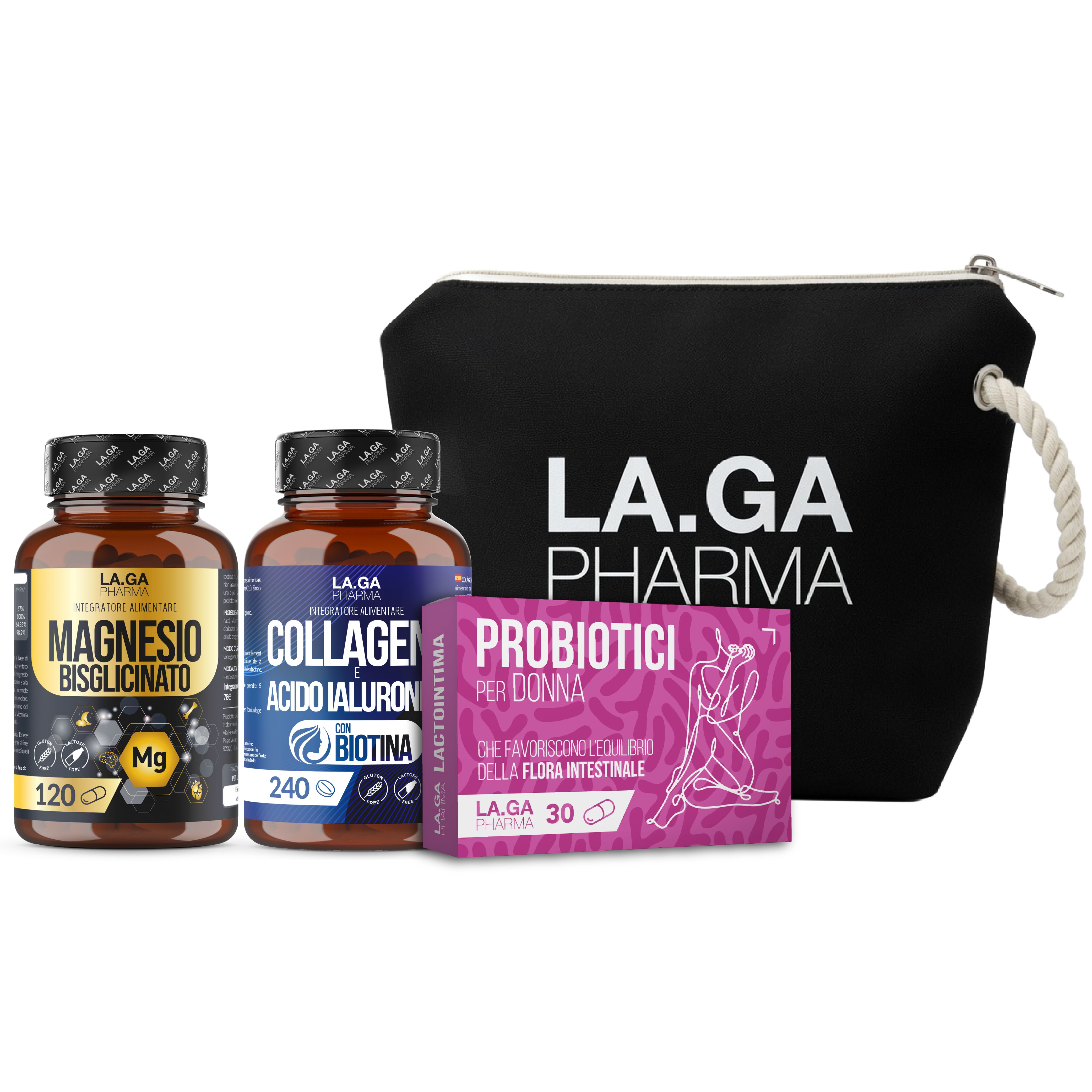 La.ga Frauen Bundle – Magnesium + Kollagen Lactointima Strand-Clutch 420 St