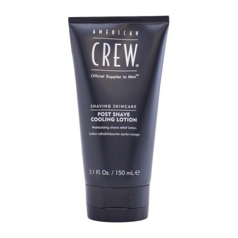 Schwarze Tube mit weißem Text. "American Crew" und "Post Shave Cooling Lotion" sind sichtbar. 150 ml.