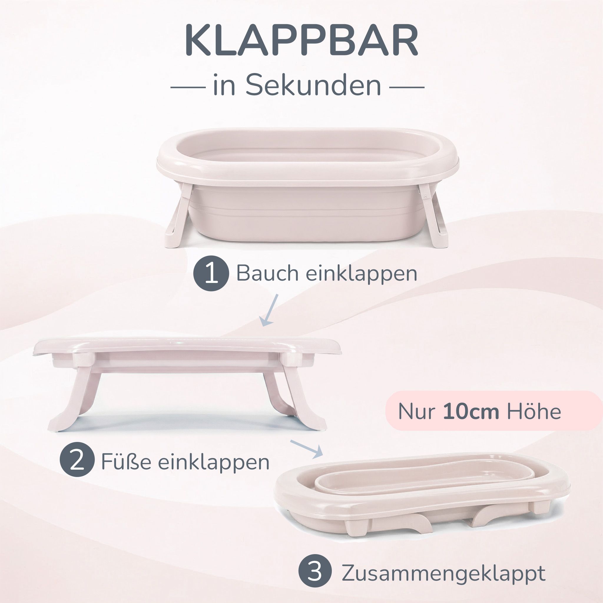 Faltbare Babybadewanne - Klappbare Baby Wanne mit integriertem Thermometer und Abfluss