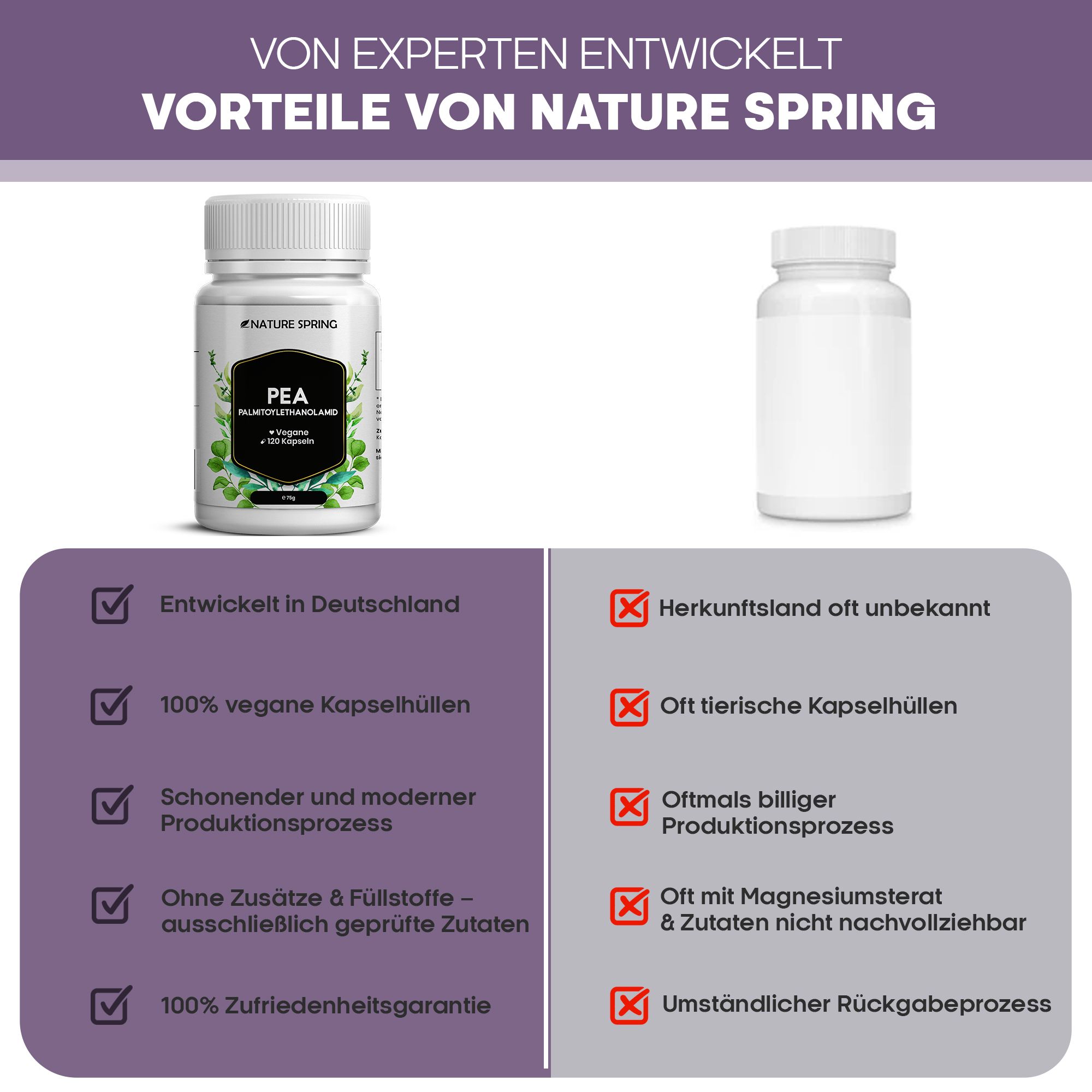 PEA Kapseln - Palmitoylethanolamid in hochreiner Qualität mit 600 mg pro Kapsel