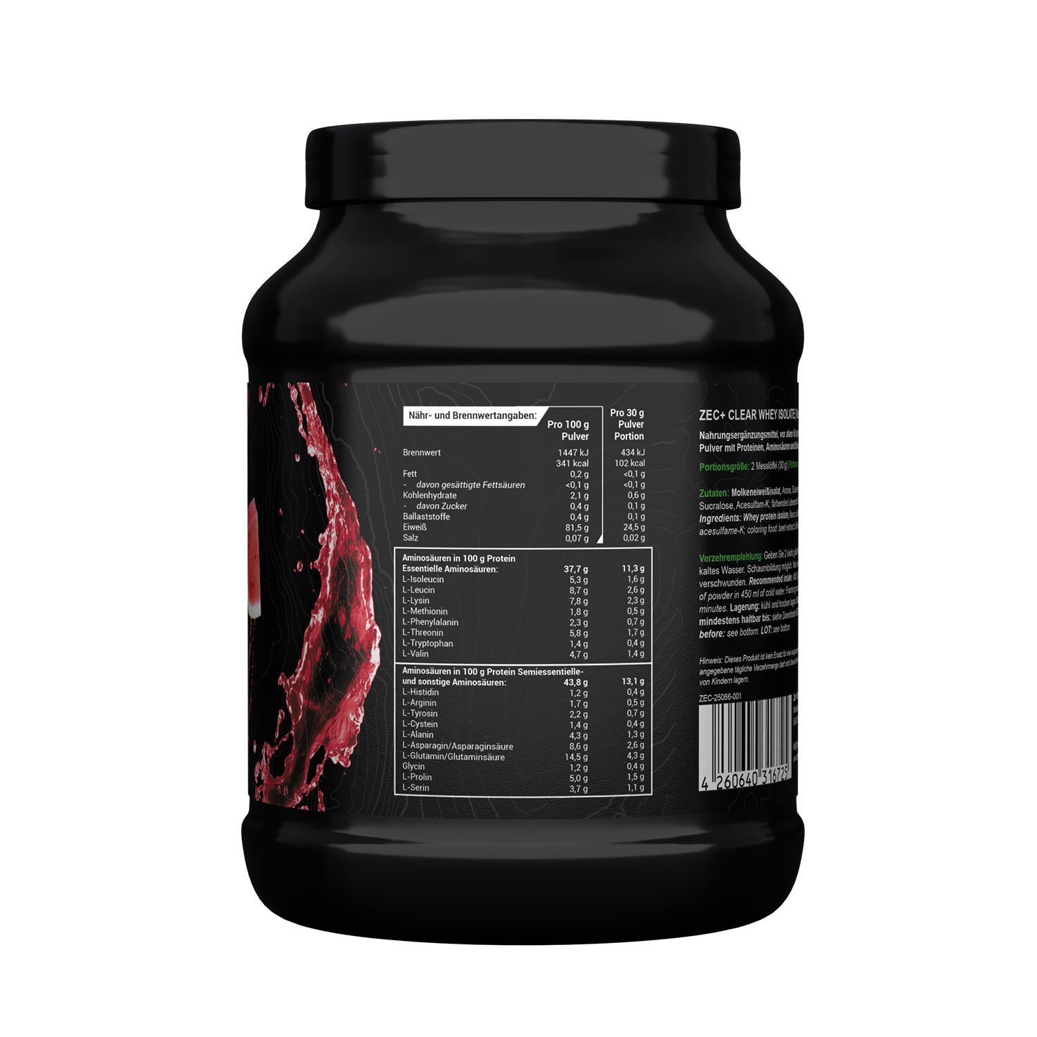 Zec+ Clear Whey Isolate Protein/ Eiweiß Wassermelone 450 GR Pulver