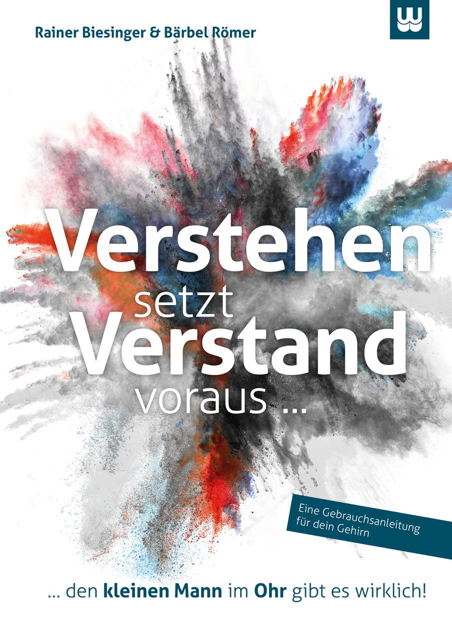 Buchcover mit Titel "Verstehen setzt Verstand voraus...". Autoren: Rainer Biesinger & Bärbel Römer. Hintergrund: farbiger Rauch.