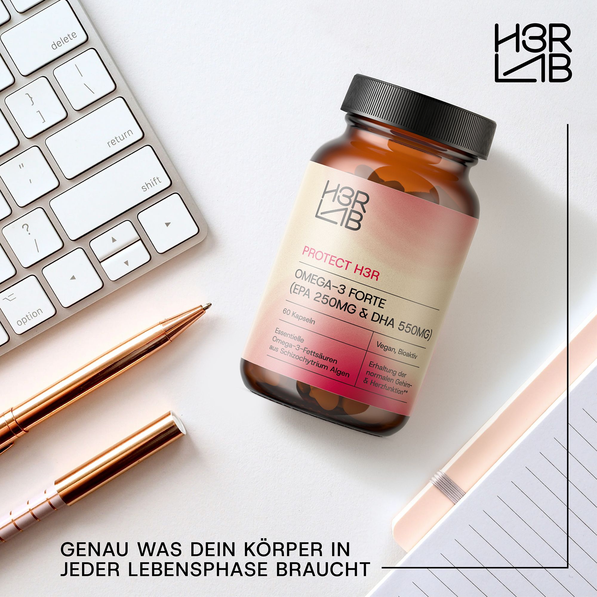 H3R LAB Vegan Omega-3 Forte – Algenöl mit DHA & EPA