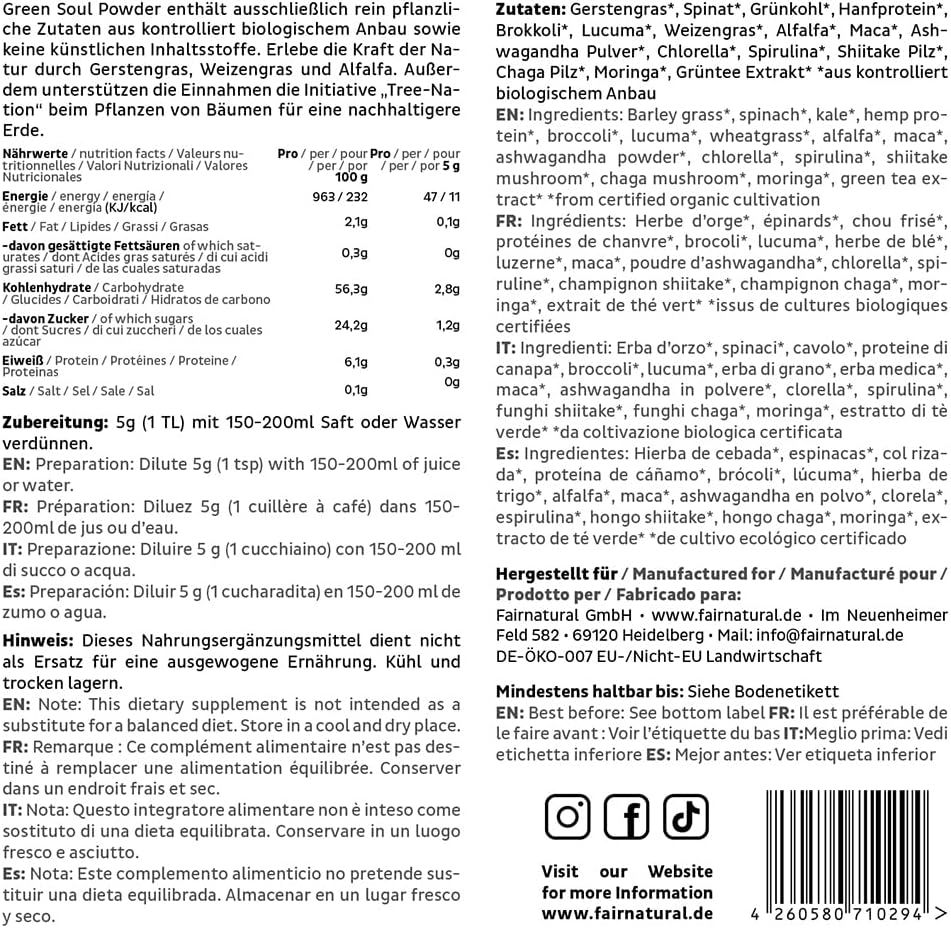 FAIRNATURAL Bio Grünes Superfood Smoothie Pulver