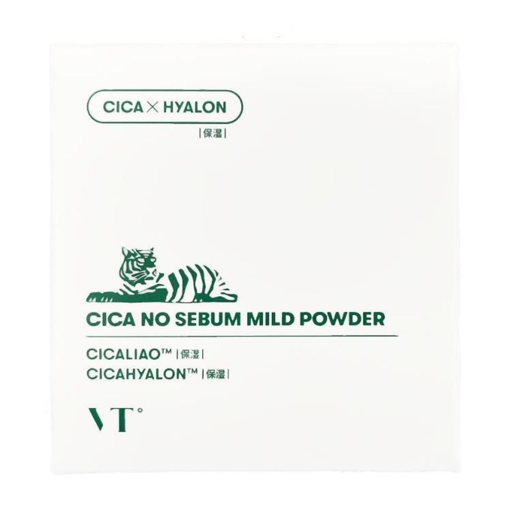 VT Cosmetics Cica No Sebum Mild Powder Verpackung mit Tiger-Logo.