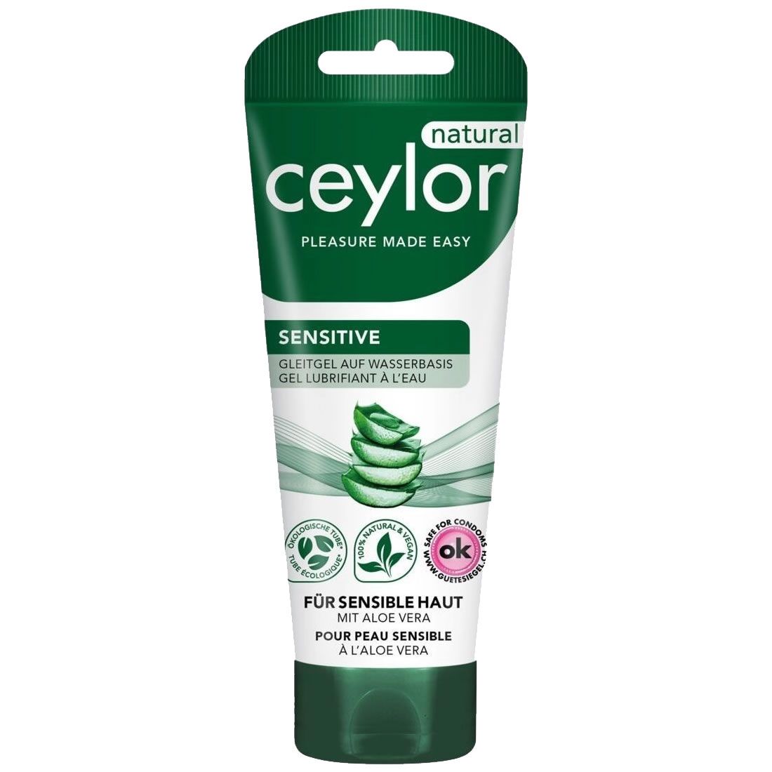 Ceylor Gleitgel Sensitive auf Wasserbasis mit Aloe Vera für sensible Haut.