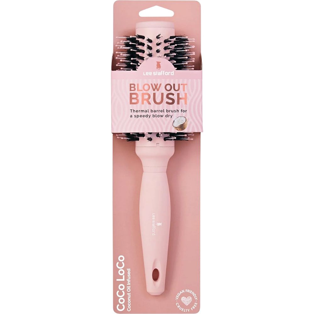 Lee Stafford Coco Loco Blow Out Brush in pinkfarbener Einzelhandelsverpackung.