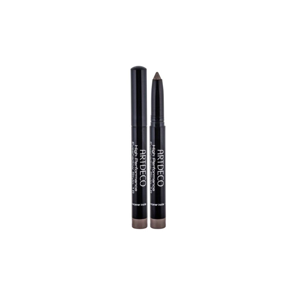 Artdeco High Performance Eyeshadow Stylo. Zwei Lidschattenstifte. Schwarze Stifte mit braunen Spitzen. Produktname und Marke sichtbar.