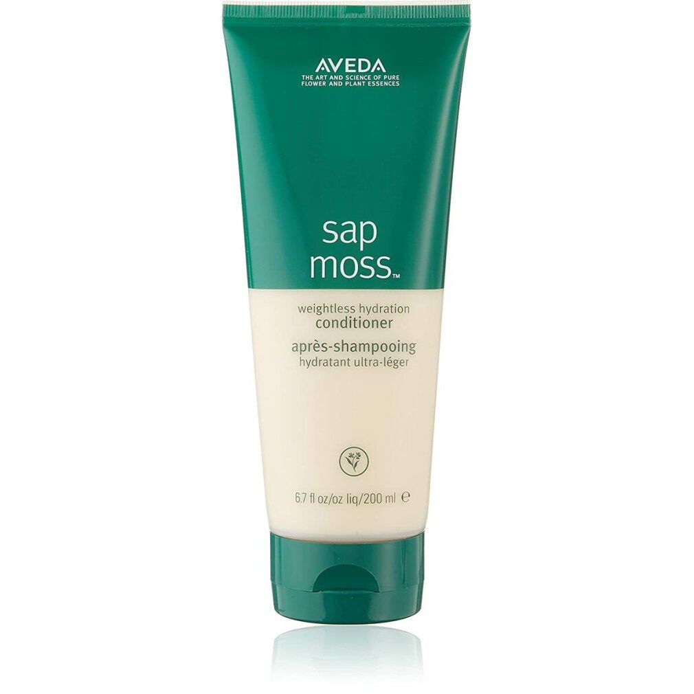 Grüne und beige Tube mit Produktnamen und Markennamen. Text: weightless hydration conditioner, après-shampooing hydratant ultra-léger. 6.7 fl oz/200 ml.