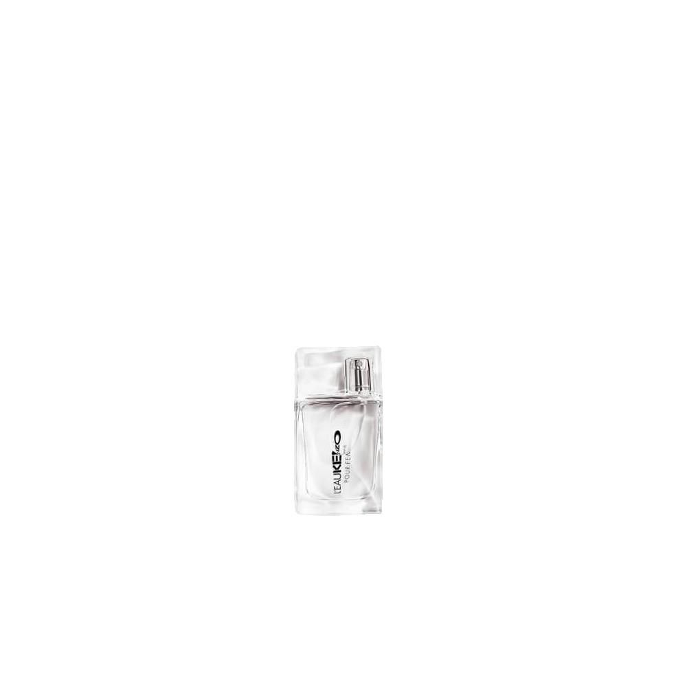 Kleiner Glasflakon mit Sprühkopf. Schriftzug 'L'EAU KENZO POUR FEMME'.