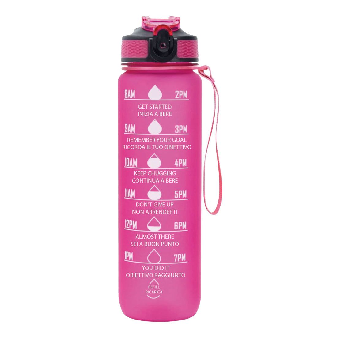FITPADDY - Borraccia Motivazionale 1 litro - rosa fuxia