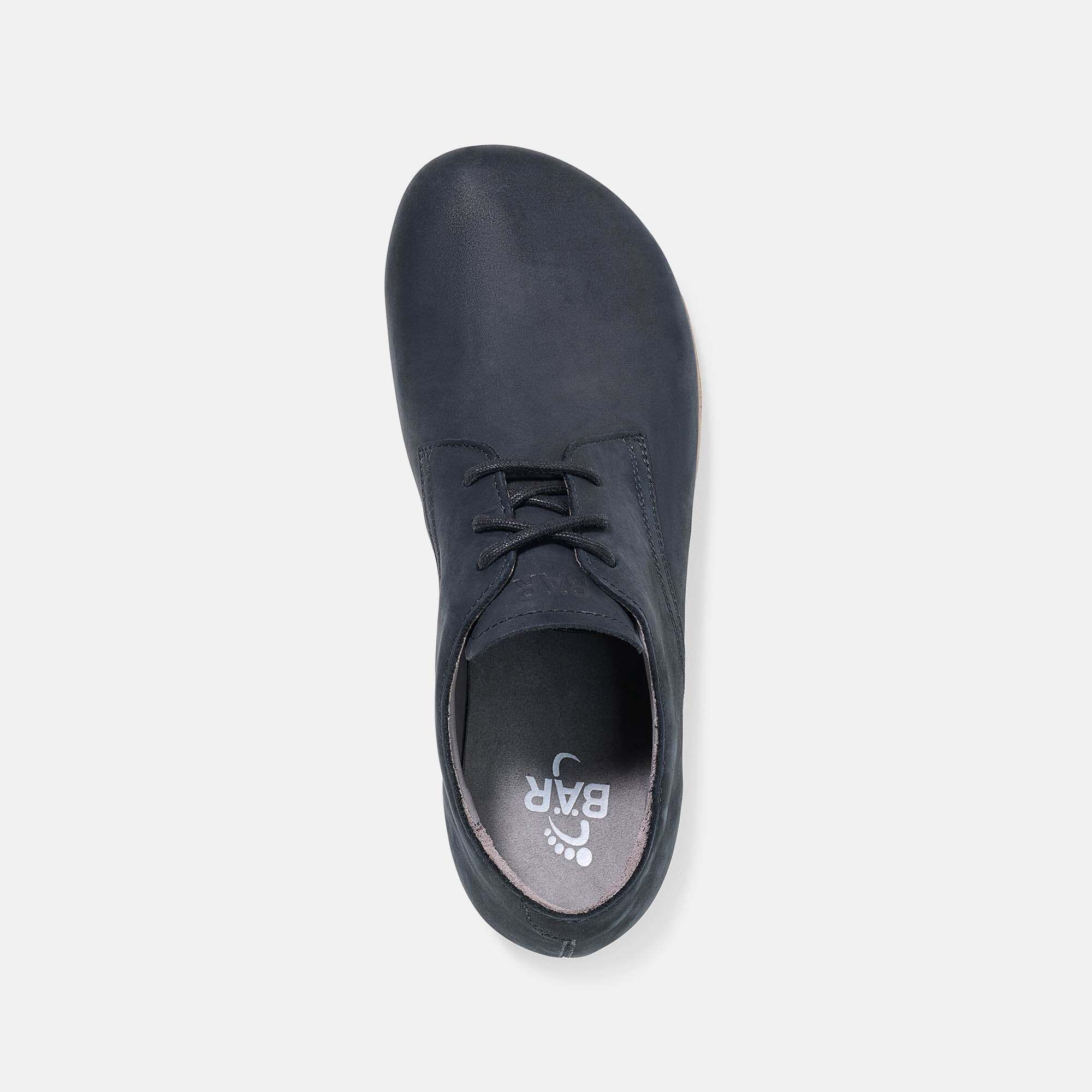 Dunkelblauer BÄR Schnürschuh für Herren, Leder, breite Passform, Draufsicht.