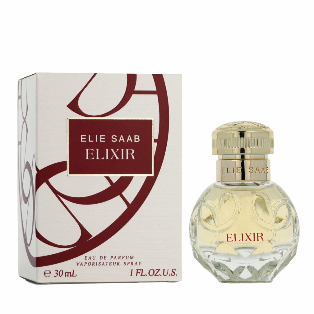 Flakon und Verpackung. Aufschrift "ELIXIR". Marke: Elie Saab. 30 ml.