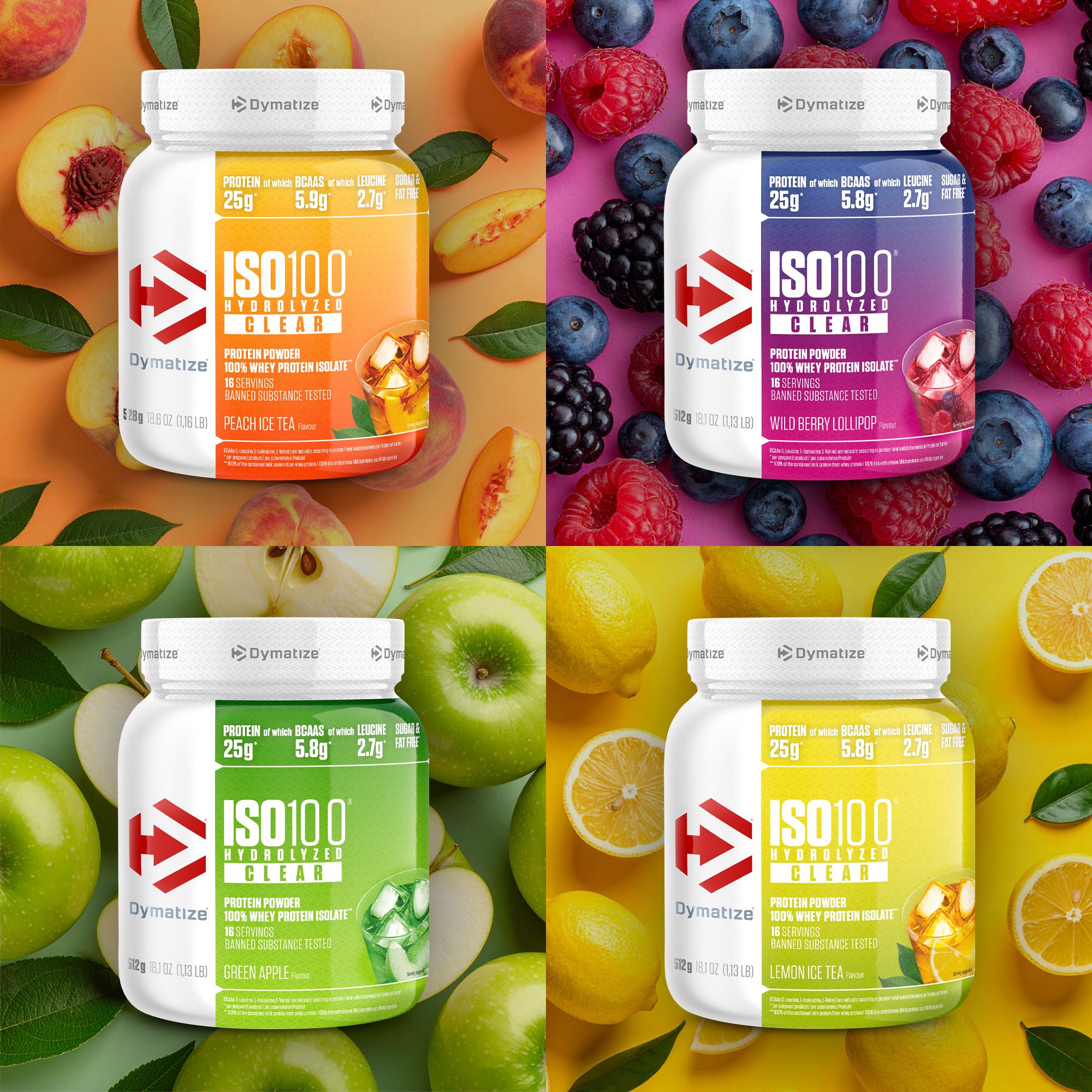 Dymatize ISO 100 Hydrolized Clear Wild Berry Lollipop Whey Protein Pulver