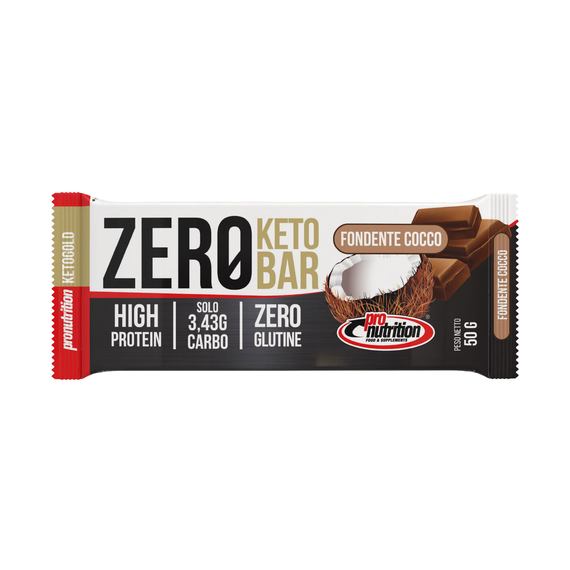 Pronutrition Barretta chetogenica Zero Keto Bar (50 gr, Fondente cocco)
