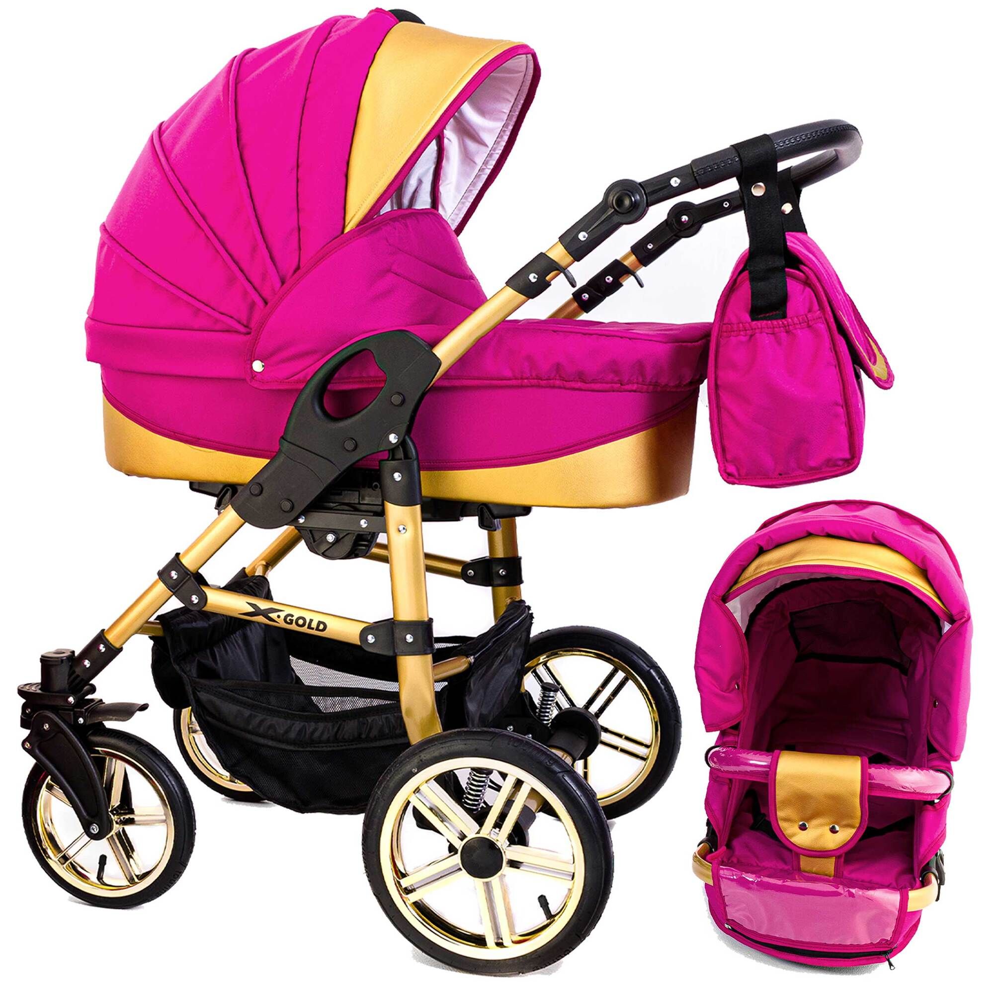 Tabbi ECO X Gold 2 in 1 Kinderwagen Luftreifen, Pink