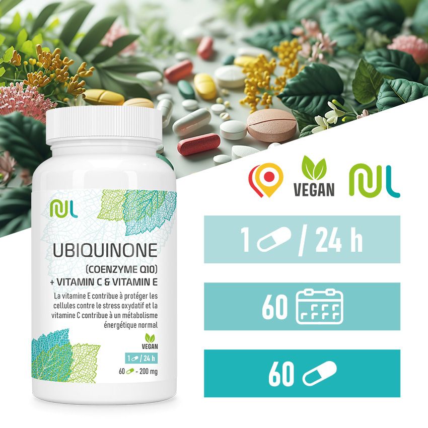 NutriLife Ubiquinon (Co-Enzyme Q10) + Vitamin C + Vitamin E - vegan