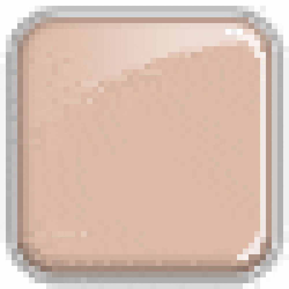 Kompakte, quadratische Puder-Foundation in hellem Beige. Glänzende Oberfläche, silberfarbener Rahmen.