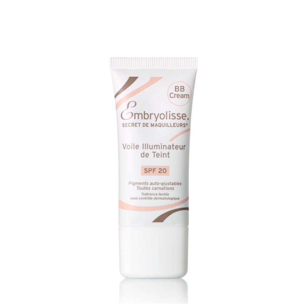 Embryolisse BB Cream Tube mit 'SPF 20'. Produktname: 'Voile Illuminateur de Teint'. Für alle Hauttöne.