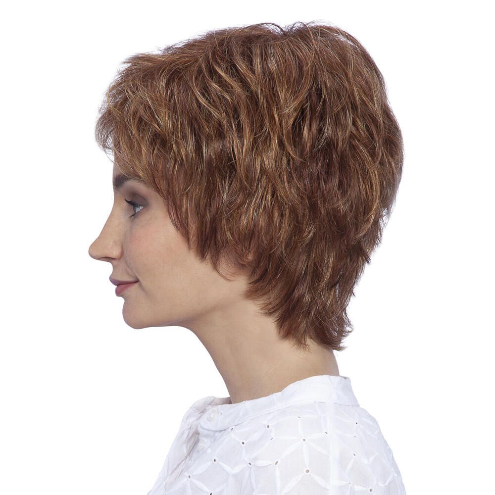 Perücke Julia von Lofty, braun-rot, kurze, gewellte Haare, Seitenansicht.