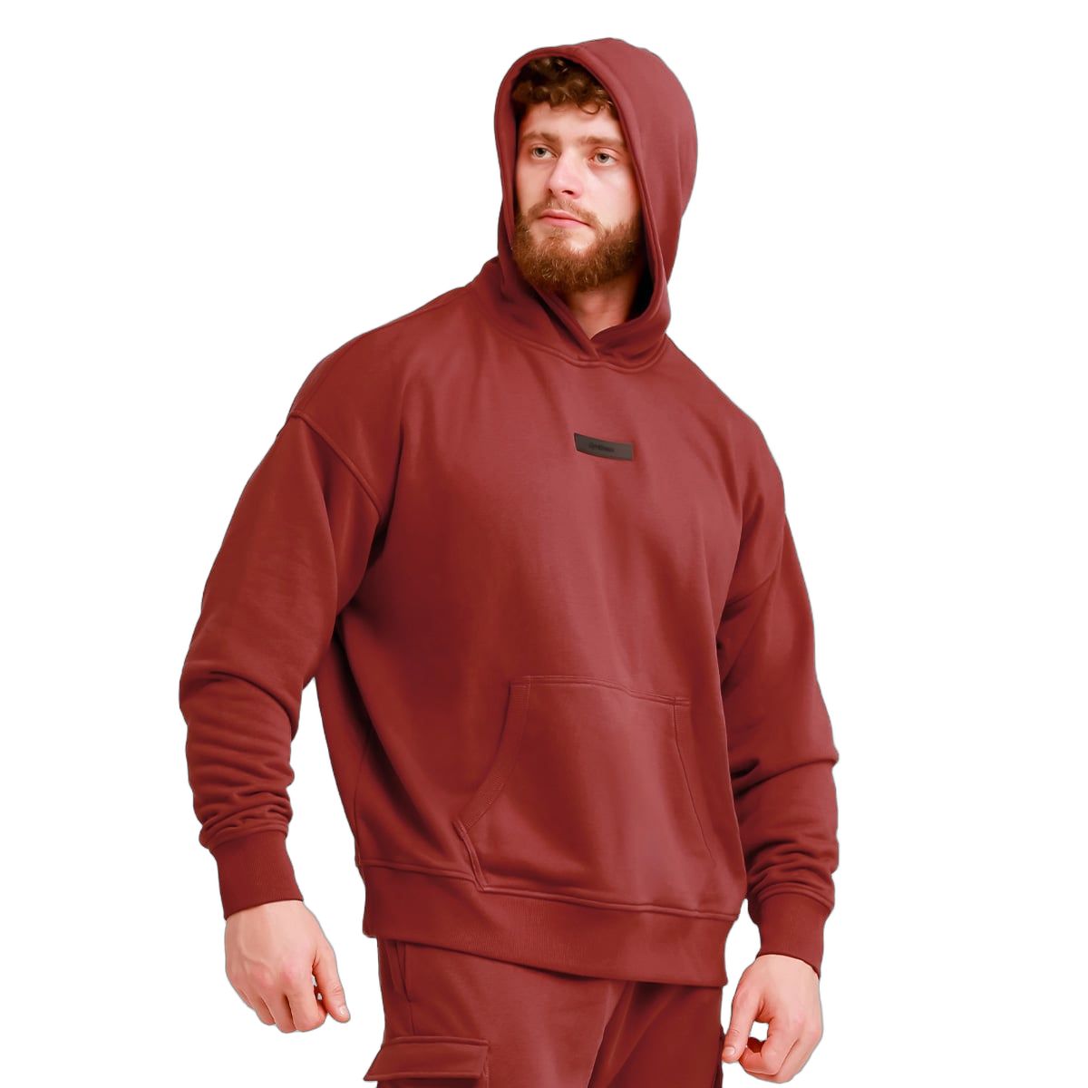 GymBeam Hoodie Herren Oversized mit Kapuze und Kängurutasche in Rot