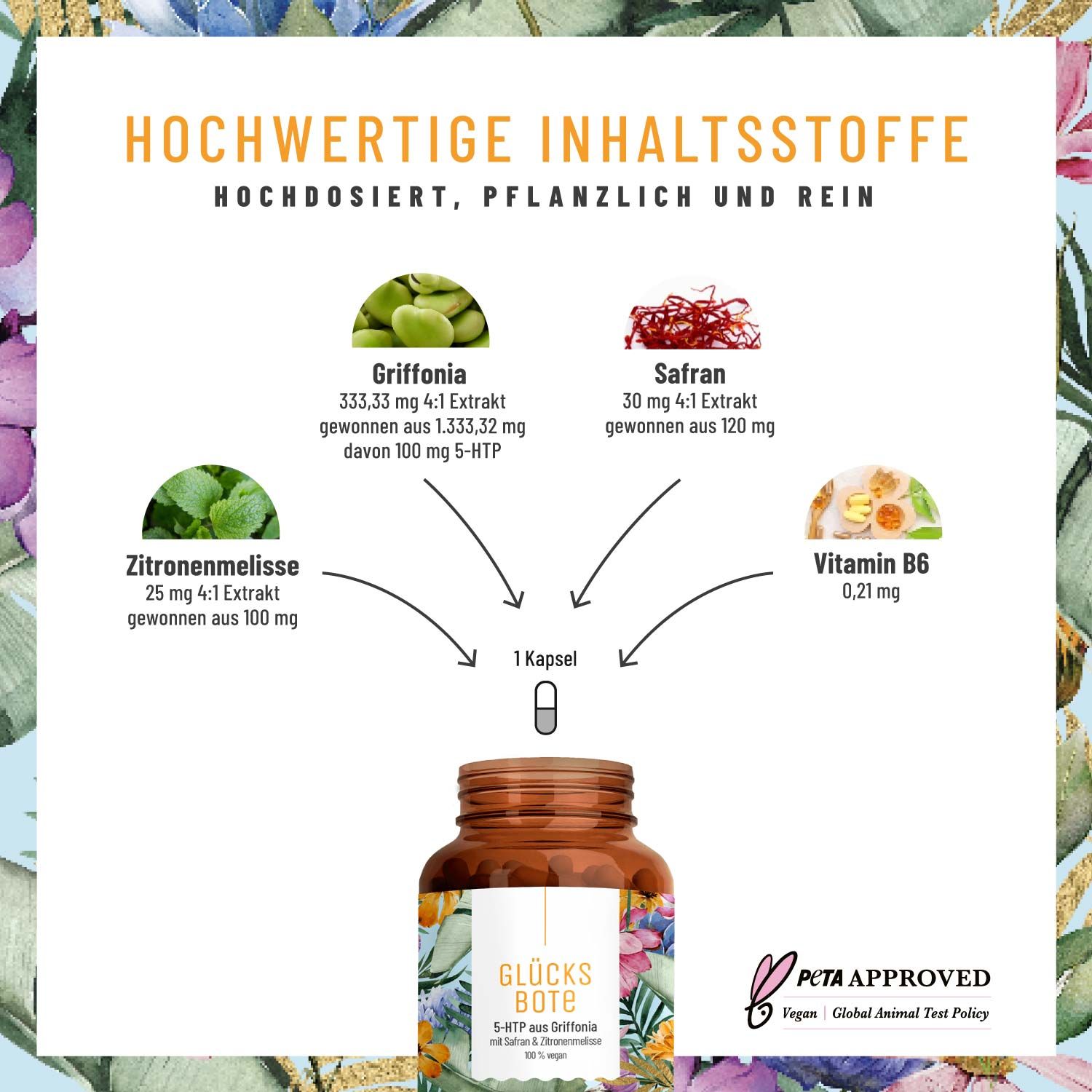 5-Htp Komplex aus Griffonia Simplicifolia - Glücksbote Naturtreu® 44 g Kapseln