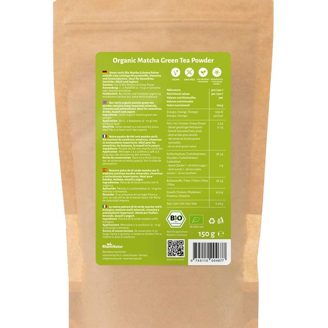 RheinNatur Bio Matcha Grüntee Pulver