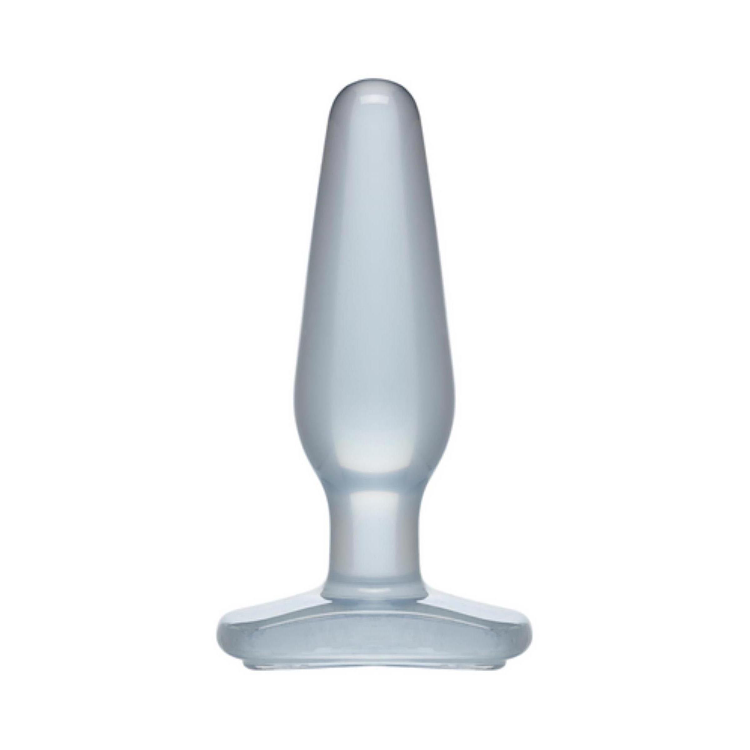 Hellblauer Butt Plug. Konische Form mit breiter Basis. Produkt ohne Verpackung.