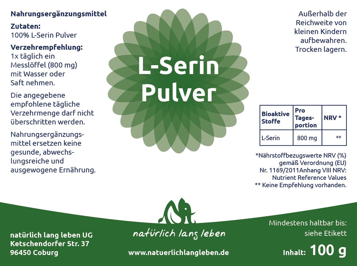 natürlich lang leben L-Serin Pulver 100 g