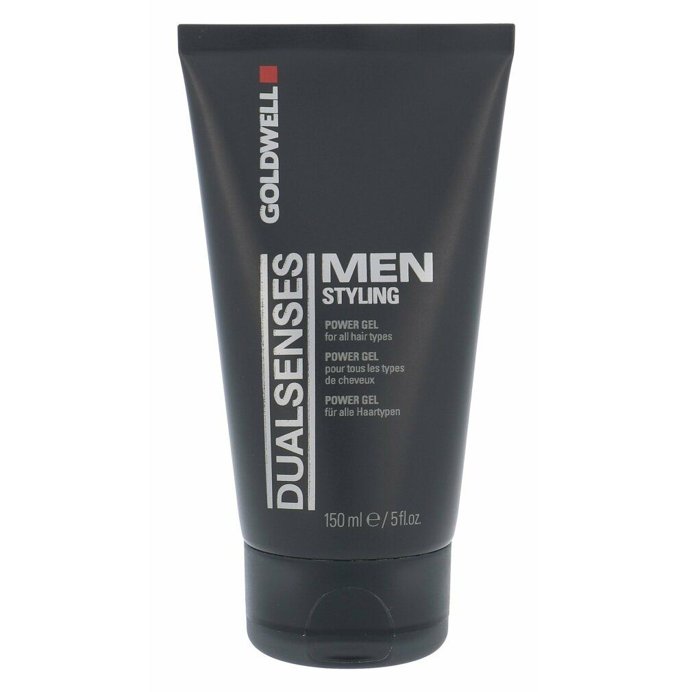 Schwarze Tube mit Produktaufschrift. Goldwell Dualsenses Men Styling Power Gel. 150 ml / 5 FL.OZ.