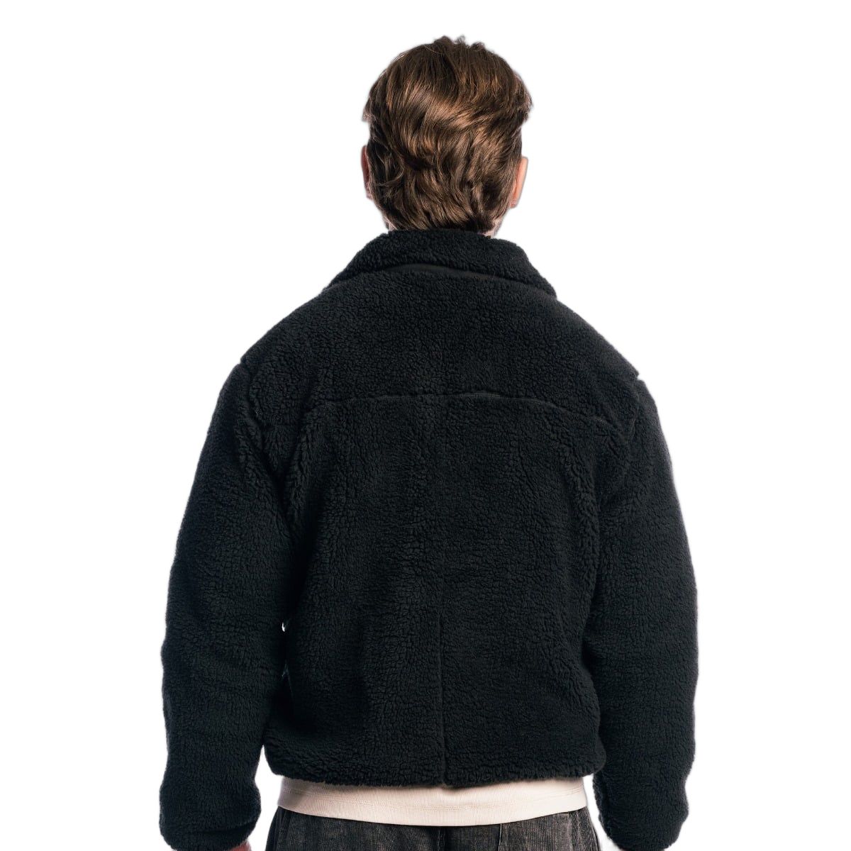 GymBeam Jacke Herren Sherpa oversized aus Polyester mit Reißverschluss Schwarz