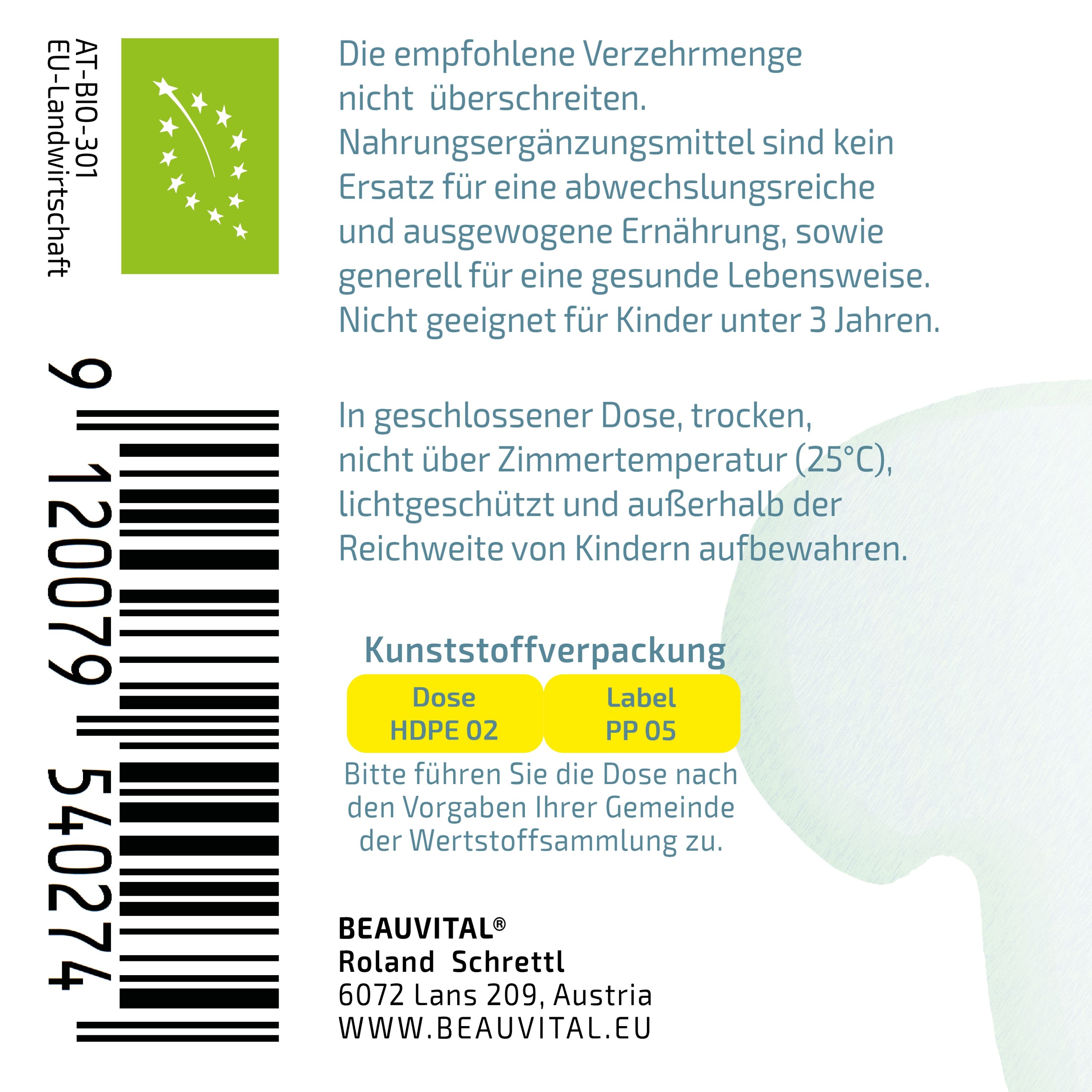BEAUVITAL® Pure Bio Mandelpilz Kapseln (Agaricus blazei Murrill, ABM) aus EU-Anbau