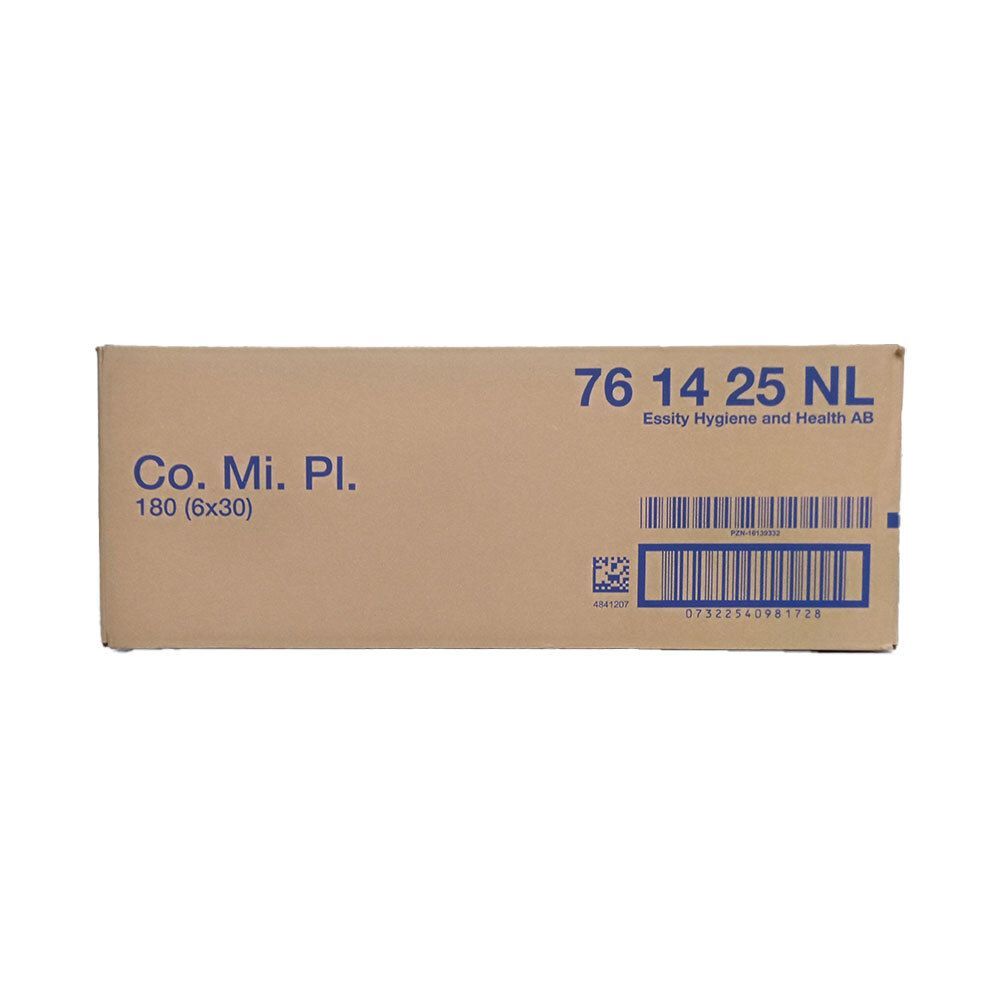 Braune Kartonverpackung mit Produktinformationen und Barcode.