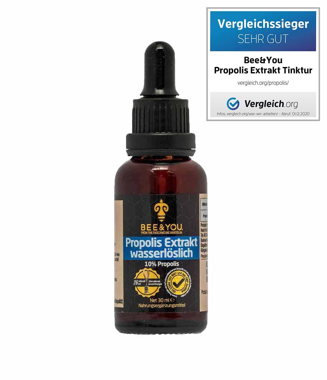 BEE&YOU Propolis Tropfen , Propolis Tinktur 10% , wasserlöslich , alkoholfrei